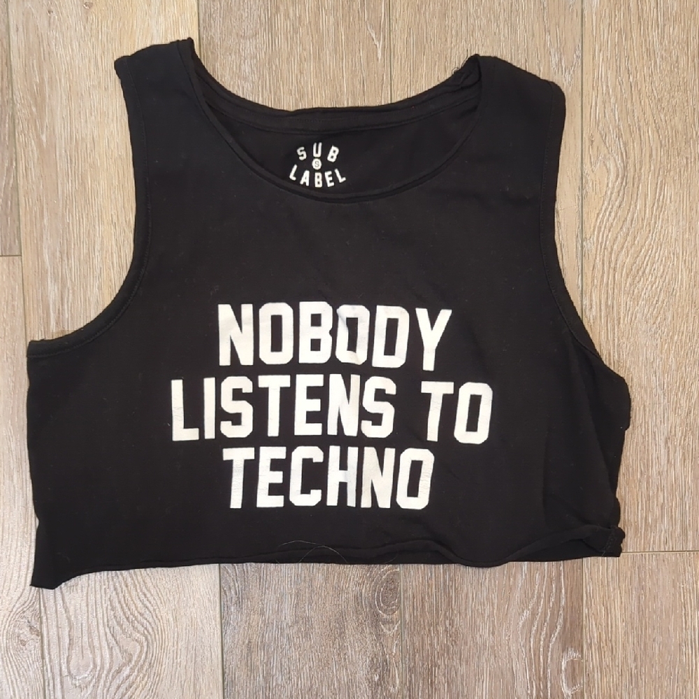 Black Crop Top with White Text